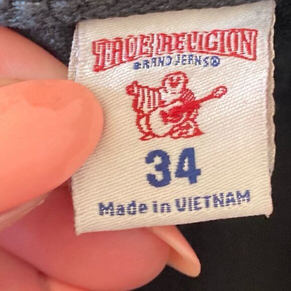 True Religion Ricky Flap Straight Black Jean Short Size 34 - Picture 7 of 9